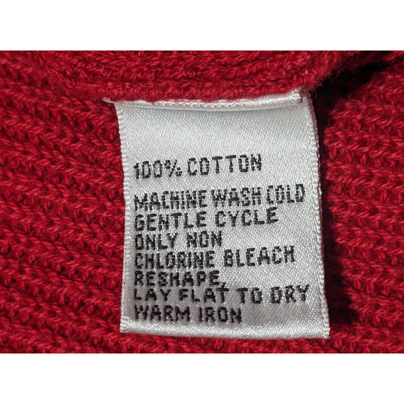 Talbots 1-Button Cardigan Sweater Women M Red‎ Long Sleeve Tie-Neck Knit Cotton - Picture 12 of 14